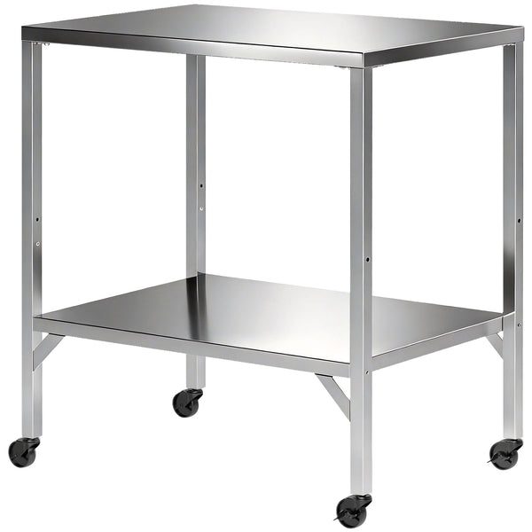 Chariot de Barbecue en Acier Inoxydable - Table de Préparation Extérieur de 85x60cm avec Plan de Travail et Roulettes - Desserte de Jardin Stable pour Four à Pizza et Grill, Argenté