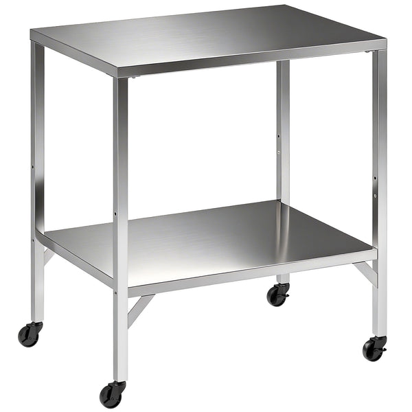 Chariot de Barbecue en Acier Inoxydable - Table de Préparation Extérieur de 85x60cm avec Plan de Travail et Roulettes - Desserte de Jardin Stable pour Four à Pizza et Grill, Argenté