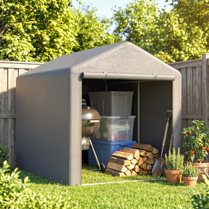 Abri de Jardin Tente de Stockage Imperméable Abri Moto Porte Enroulable Fermeture Éclair, Garage pour Vélo et Outils Rangement, 160x218x172cm Gris Clair
