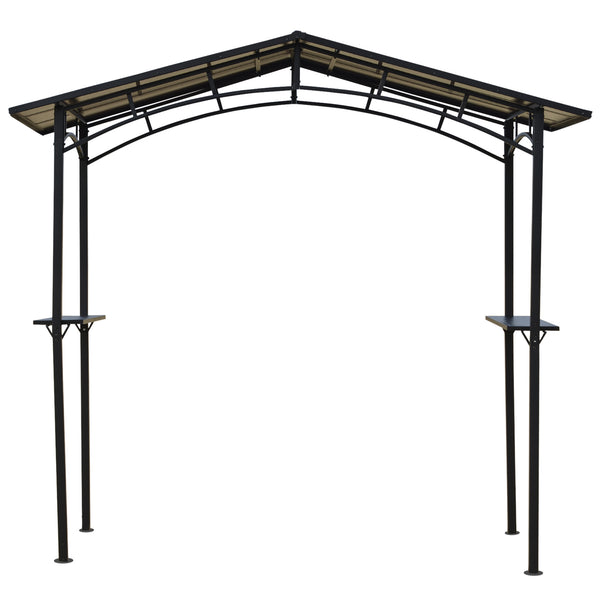 Pavillon jardin 2,5 x 1,5 m - abri barbecue - 2 étagères - toit de barbecue - métal noir toit polycarbonate