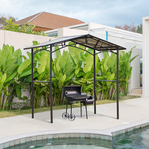 Pavillon jardin 2,5 x 1,5 m - abri barbecue - 2 étagères - toit de barbecue - métal noir toit polycarbonate