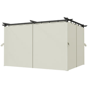 Pergola jardin exterieur 3 x 4 m pergola coulissante rétractable avec parois latérales, tonnelle de jardin, polyester haute densité 180g/m², abri soleil UPF30+, pour terrasse, patio, crème