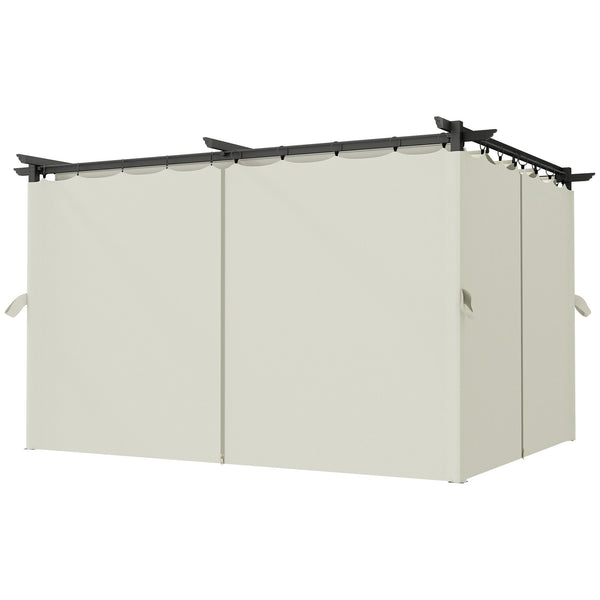 Pergola jardin exterieur 3 x 4 m pergola coulissante rétractable avec parois latérales, tonnelle de jardin, polyester haute densité 180g/m², abri soleil UPF30+, pour terrasse, patio, crème