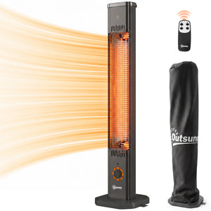 Radiateur Infrarouge sur Pied ou Mural 2000 W, Chauffage Électrique pour Terrasse, Extérieur et Intérieur IP65, Télécommande, 8 Niveaux, Minuterie, Housse, Chauffage Radiant, Anti-Basculement