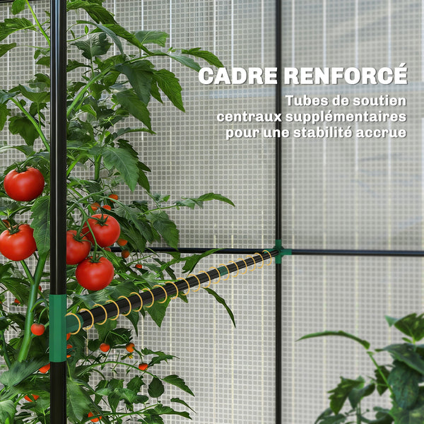 Serre de jardin PE, serre de balcon, bâche renforcée 135 g/m², châssis en acier, porte zippée enroulable, pour légumes plantes fleurs, intérieur et extérieur, 200 x 140 x 200 cm, blanc