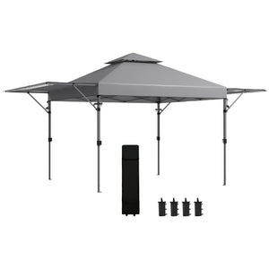 Tonnelle pop-up jardin barnum Pliant 5 x 3 m, tissu oxford avec 2 parois réglables, facile à monter, sac à transport à roulettes inclus gris