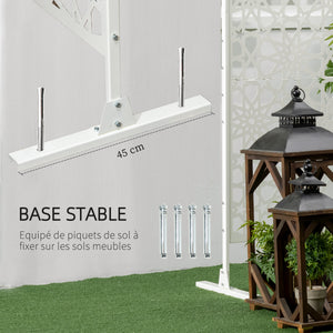 Panneau brise vue décoratif extérieur blanc à motif en métal - 92 x 45 x 198 cm
