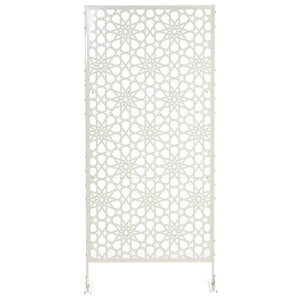 Panneau brise vue décoratif extérieur blanc à motif en métal - 92 x 45 x 198 cm