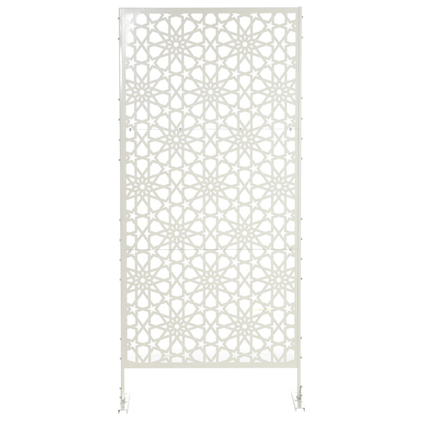 Panneau brise vue décoratif extérieur blanc à motif en métal - 92 x 45 x 198 cm