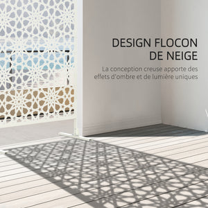 Panneau brise vue décoratif extérieur blanc à motif en métal - 92 x 45 x 198 cm