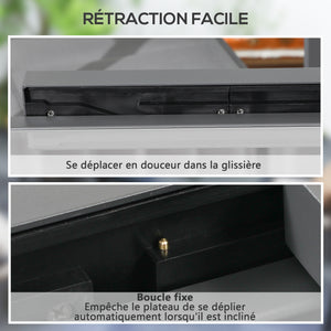 Table Extensible de Jardin Grande Taille dim. dépliées 160L x 80l x 75H cm Aluminium Gris foncé Plateau Verre trempé Transparent