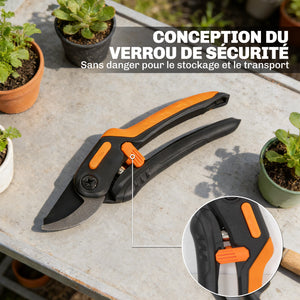 Élagueur télescopique 2 en 1, scie manuelle, sécateur avec verrou de sécurité, perche télescopique en aluminium 2 m avec lame tranchante, pour palmiers, arbustes et branches hautes