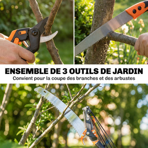 Élagueur télescopique 2 en 1, scie manuelle, sécateur avec verrou de sécurité, perche télescopique en aluminium 2 m avec lame tranchante, pour palmiers, arbustes et branches hautes