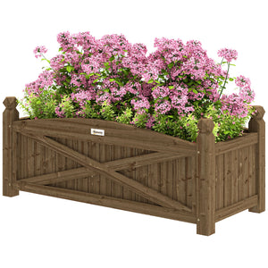 Jardinière en bois, carré potager extérieur bois avec trous de drainage, bac à fleurs pour légumes herbes fleurs dans jardin terrasse patio, 90 x 39 x 37 cm, marron foncé