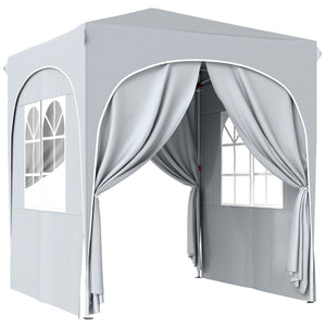 Tonnelle de jardin 2 x 2 m pop up tente pliante réglable en hauteur protection UV50+ tonnelle pliante avec 4 parois latérales sac de transport montage facile gris clair