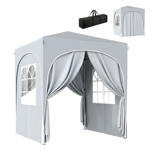 Tonnelle de jardin 2 x 2 m pop up tente pliante réglable en hauteur protection UV50+ tonnelle pliante avec 4 parois latérales sac de transport montage facile gris clair