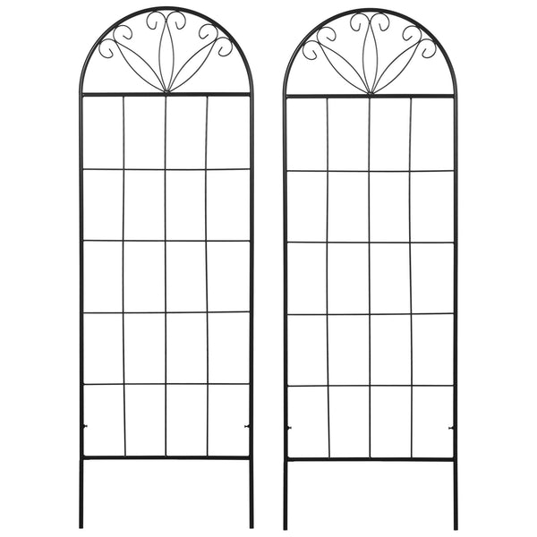 Treillis de jardin lot de 2 support pour plantes grimpantes en métal - 51 x 152 cm noir