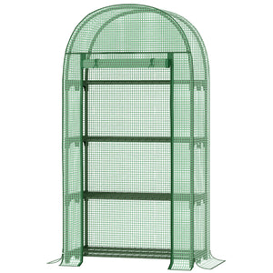 Serre de jardin PE avec étagères 4 niveaux, serre de balcon, bâche renforcée 130 g/m², châssis en acier, porte zippée enroulable, pour légumes plantes fleurs, 80 x 49 x 160 cm, vert