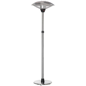 Parasol chauffant électrique 3000W chauffage d'appoint sans CO₂ 13 m² et IP44 - chauffage infrarouge sur pied 3 puissances de chauffe - hauteur réglable de 160 à 200 cm acier inox. argent