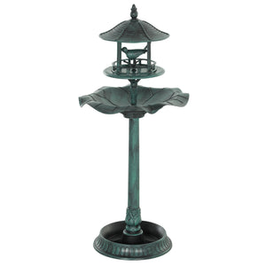 Bain d'oiseaux Abreuvoir pour Oiseaux jardinière 3 en 1 dim. Ø 50 x 113H cm polypropylène vert-de-gris