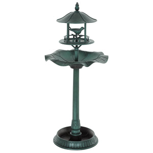 Bain d'oiseaux Abreuvoir pour Oiseaux jardinière 3 en 1 dim. Ø 50 x 113H cm polypropylène vert-de-gris
