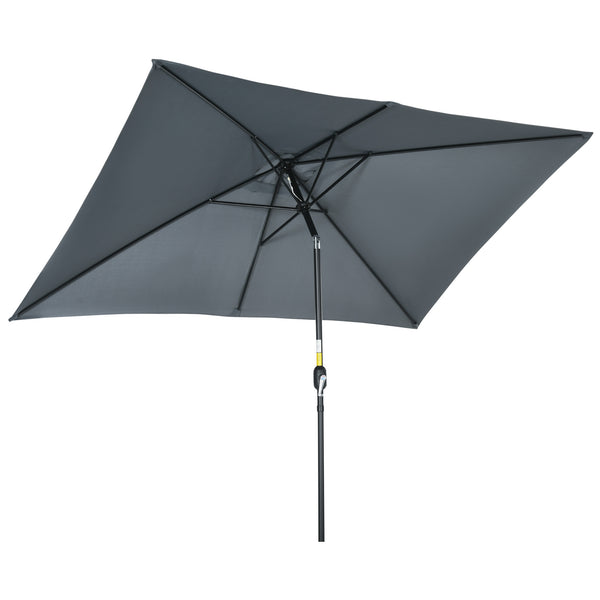 Parasol de jardin Parasol droit inclinable rectangulaire aluminium polyester haute densité 3 x 2 m gris foncé