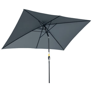 Parasol de jardin Parasol droit inclinable rectangulaire aluminium polyester haute densité 3 x 2 m gris foncé