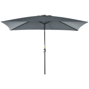 Parasol de jardin Parasol droit inclinable rectangulaire aluminium polyester haute densité 3 x 2 m gris foncé