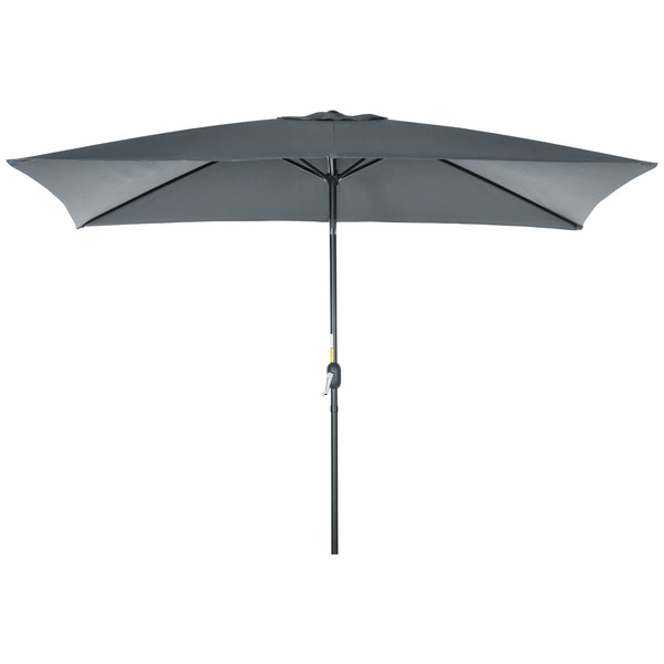 Parasol de jardin Parasol droit inclinable rectangulaire aluminium polyester haute densité 3 x 2 m gris foncé