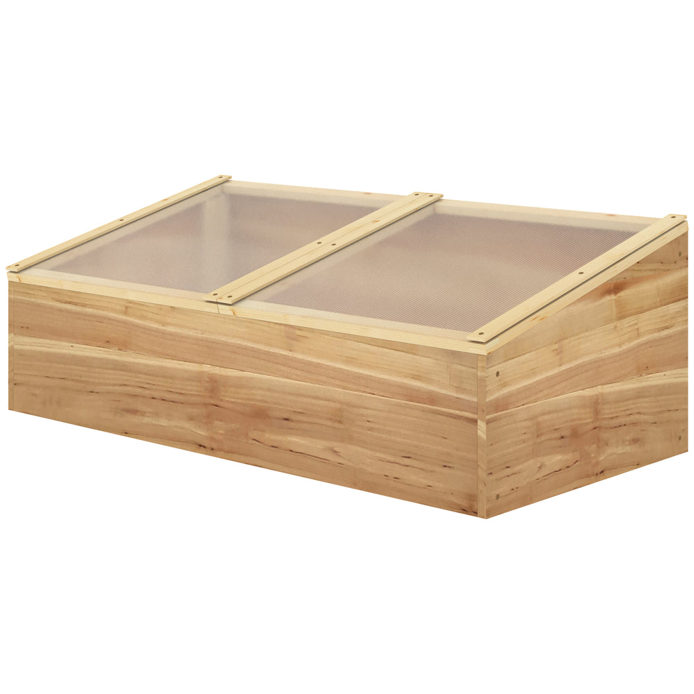 Mini Serre de Jardin Serre pour semis dim. 100L x 50l x 36H cm Toit 2 pans ouvrables séparemment Panneaux de Polycarbonate Bois Sapin pré-huilé