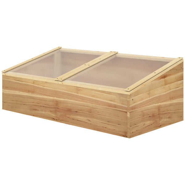 Mini Serre de Jardin Serre pour semis dim. 100L x 50l x 36H cm Toit 2 pans ouvrables séparemment Panneaux de Polycarbonate Bois Sapin pré-huilé