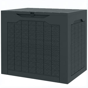 Coffre de rangement extérieur 97L avec poignées encastrées, malle de rangement extérieur étanche pour jardin terrasse, 56 x 41 x 50 cm, gris foncé