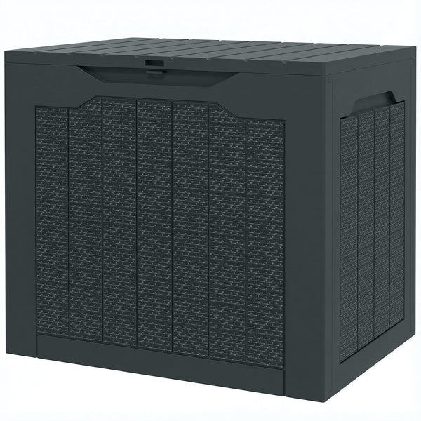 Coffre de rangement extérieur 97L avec poignées encastrées, malle de rangement extérieur étanche pour jardin terrasse, 56 x 41 x 50 cm, gris foncé