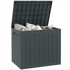 Coffre de rangement extérieur 97L avec poignées encastrées, malle de rangement extérieur étanche pour jardin terrasse, 56 x 41 x 50 cm, gris foncé