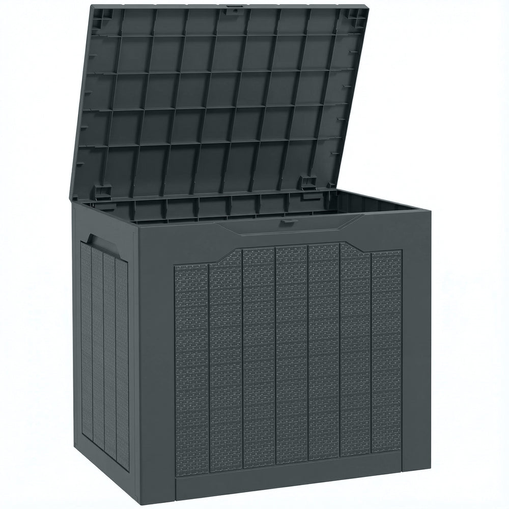 Coffre de rangement extérieur 97L avec poignées encastrées, malle de rangement extérieur étanche pour jardin terrasse, 56 x 41 x 50 cm, gris foncé