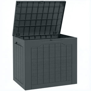 Coffre de rangement extérieur 97L avec poignées encastrées, malle de rangement extérieur étanche pour jardin terrasse, 56 x 41 x 50 cm, gris foncé