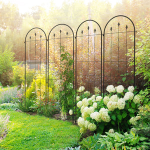Lot de 4 treillis de jardin, support pour plantes grimpantes en acier, 50L x 180H cm, noir