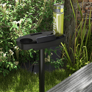 Support Pied de hamac avec porte-gobelet, Structure Robuste métal époxy Noir dim. 305L x 129l x 109H cm, 150kg sans hamac