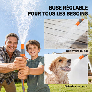 Enrouleur Tuyau Arrosage Mural 40+2 m Pivotant à 180°, Dévidoir de Tuyaux d'Eau, Buse 2 Modes, Rembobinage Auto et Progressif avec Verrou, Adaptateurs, pour Jardin, Lavage de Voiture, Orange