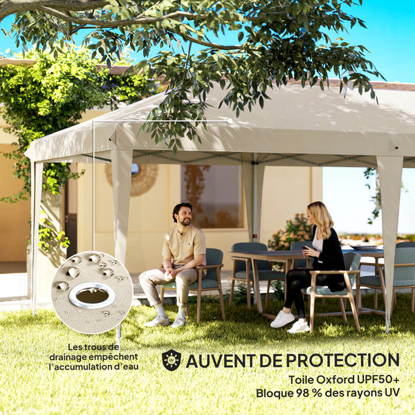 Tonnelle de jardin exterieur 6x3m tonnelle pliante Imperméable avec Parois Anti UV barnum pliant Hauteur Réglable Tente de réception avec Sac de Transport Installation Facile beige