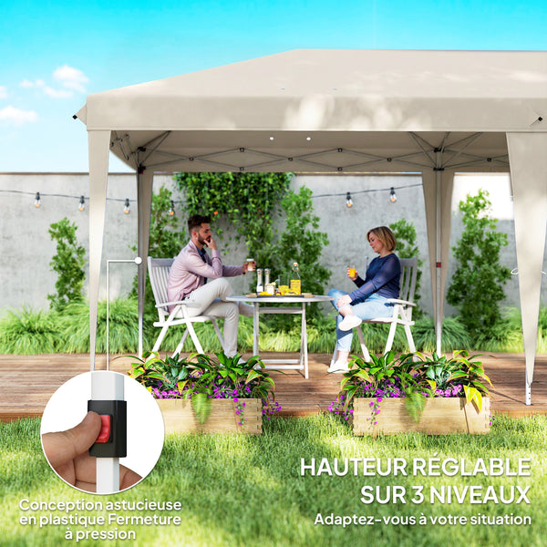 Tonnelle de jardin exterieur 6x3m tonnelle pliante Imperméable avec Parois Anti UV barnum pliant Hauteur Réglable Tente de réception avec Sac de Transport Installation Facile beige