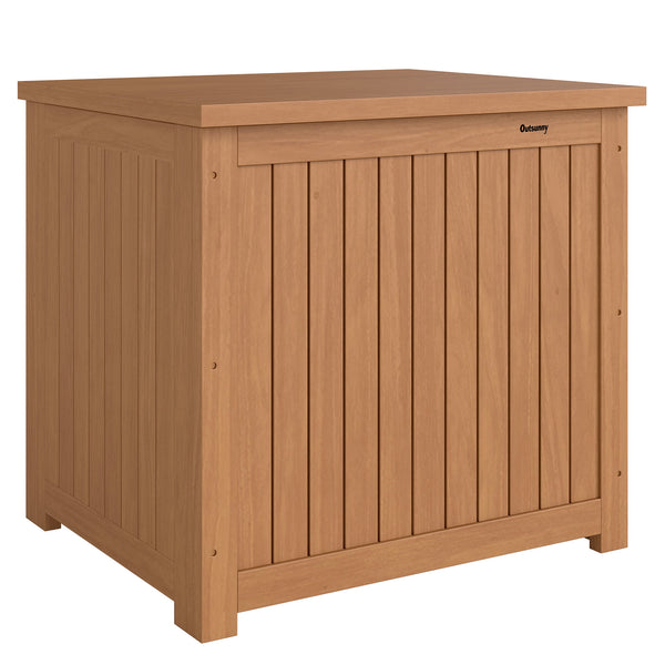 Coffre de Rangement en Bois Massif 130L - Boîte de Jardin avec Doublure Amovible - Banc de Rangement pour Coussins et Outils sur Terrasse Balcon 63x51x58,5cm, Brun