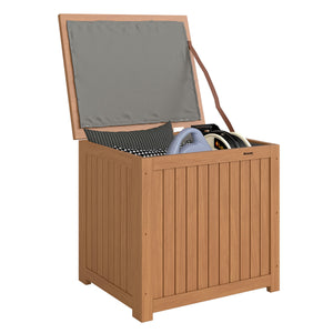 Coffre de Rangement en Bois Massif 130L - Boîte de Jardin avec Doublure Amovible - Banc de Rangement pour Coussins et Outils sur Terrasse Balcon 63x51x58,5cm, Brun
