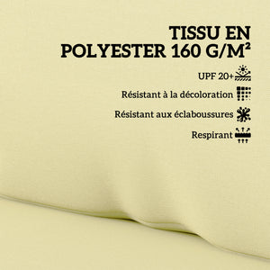 Coussins de palette extérieur 2 places, coussins de siège pour euro palette lavable, 2 pièces 120 x 80 cm et 120 x 45 cm, UPF20+, épais de 20 cm, beige