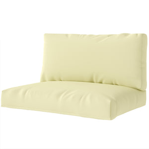 Coussins de palette extérieur 2 places, coussins de siège pour euro palette lavable, 2 pièces 120 x 80 cm et 120 x 45 cm, UPF20+, épais de 20 cm, beige