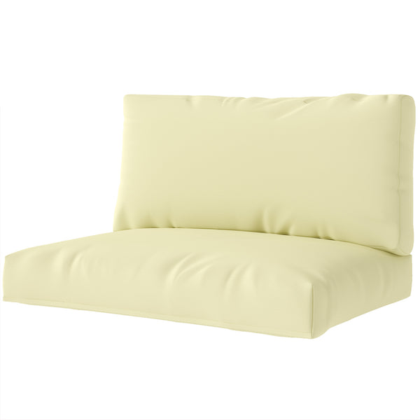 Coussins de palette extérieur 2 places, coussins de siège pour euro palette lavable, 2 pièces 120 x 80 cm et 120 x 45 cm, UPF20+, épais de 20 cm, beige