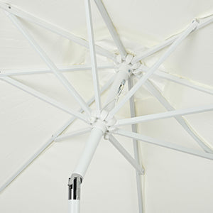Parasol de jardin parasol extérieur inclinable à franges avec manivelle 8 baleines dim. Ø 2,65 x 2,45 H m Blanc