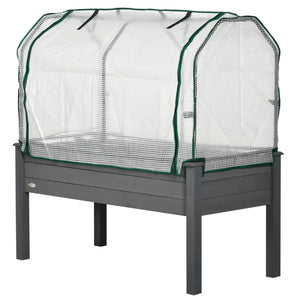 Potager sur Pieds surélevé avec bâche en PE Jardinière surélevée potager avec serre volume 104 L avec Trous de Drainage, Tissu non tissé, pour Plantes  Fleurs Légumes, 121x55x117cm gris foncé