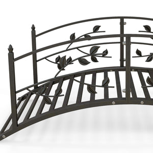 Pont de jardin - pont de bassin - décoration du jardin dim. 119L x 67l x 47H cm avec balustrade motif de vigne acier noir