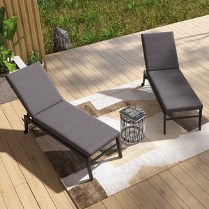Lot de 2 Matelas pour Chaise Longue transat Bain de Soleil avec Sangles d'attache pour Jardin dim. 190,5L x 58,4l x 7H cm Gris